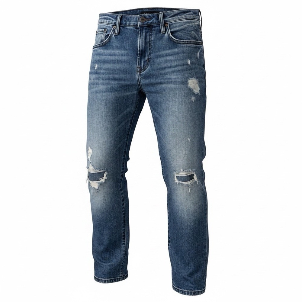 Aeropostale Jeans Mens 29X31 Blue Denim Cotton Straight Leg Slim Fit Distressed